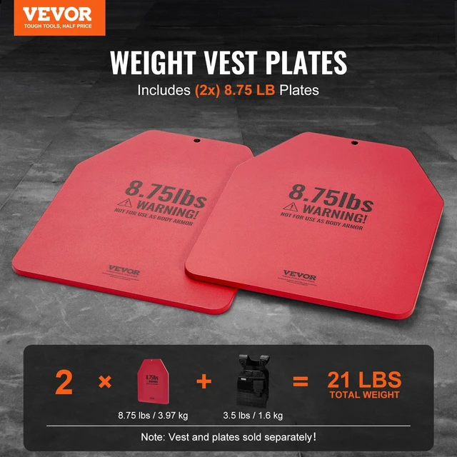 Alt view image 2 of 8 - VEVOR Weight Vest Plates, 8.75 LB Pairs, Premium Steel Weighted plates, Contoured Ergonomic Fit WODs, Additional Weight for Weight Vests, for Strength Training, Running, Fitness, Heavy Workouts
