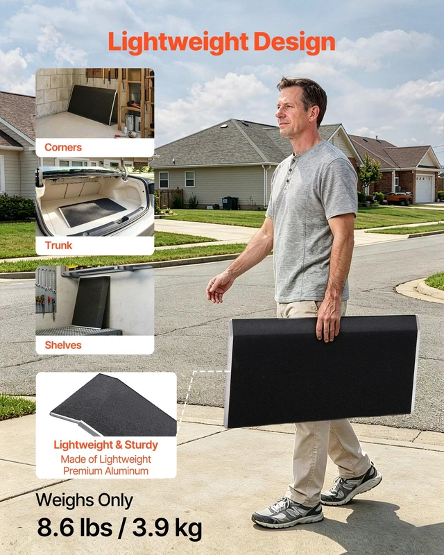 Alt view image 4 of 8 - VEVOR Threshold Ramp for Doorways, 31.9 x 15.4 in, Platform Aluminum Wheelchair Ramp, Non-Slip Door Threshold Ramps, 400 lbs Load Capacity, for Home Steps, Curbs, Wheelchairs, Walkers, Scooter, Carts