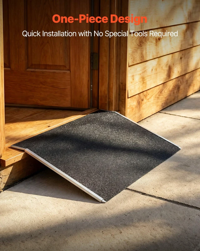 Alt view image 5 of 8 - VEVOR Threshold Ramp for Doorways, 31.9 x 15.4 in, Platform Aluminum Wheelchair Ramp, Non-Slip Door Threshold Ramps, 400 lbs Load Capacity, for Home Steps, Curbs, Wheelchairs, Walkers, Scooter, Carts