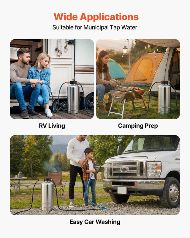 Alt view image 6 of 8 - VEVOR RV Water Softener, 16,000 Grain, Portable Water Softener with NPT 3/4" Fittings, Food-Grade Resin, Stainless Steel, Quick Connect, for RVs, Trailers, Boats, Mobile Car Washing, Pressure Washing