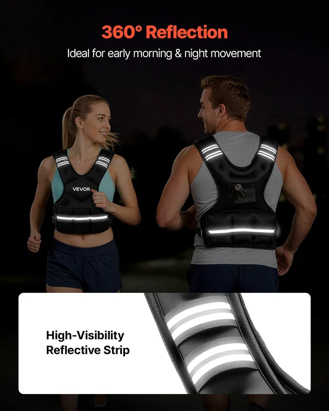 Alt view image 5 of 8 - VEVOR Adjustable Weighted Vest, 20-32 lbs Comfortable X-Shape Body Weight Vest Set with 6 Weight Packs and Reflective Stripe, for Men Women, Workout Equipment for Strength Training Running Jogging