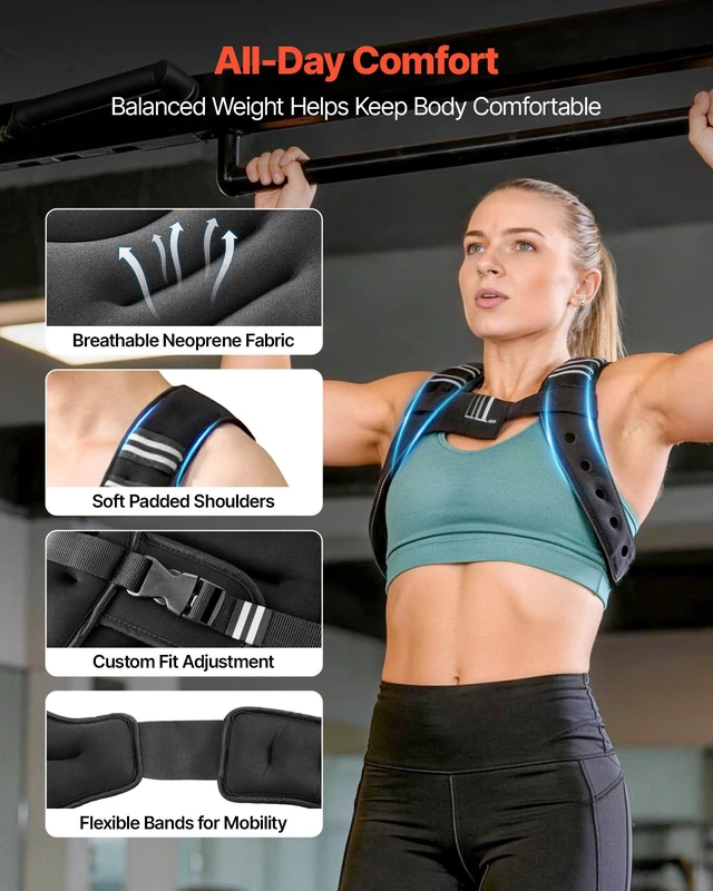 Alt view image 3 of 8 - VEVOR Weighted Vest, 6 lbs Body Weight Vest for Men Women, with Reflective Stripe, Adjustable Buckle, Workout Equipment for Strength Training, Running, Jogging, Fitness, Muscle Building, Weight Loss
