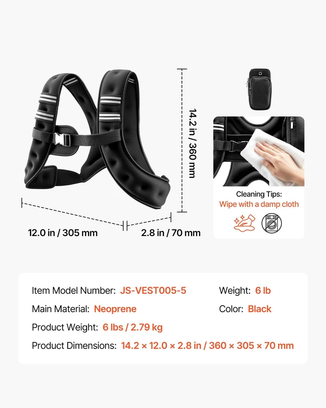 Alt view image 7 of 8 - VEVOR Weighted Vest, 6 lbs Body Weight Vest for Men Women, with Reflective Stripe, Adjustable Buckle, Workout Equipment for Strength Training, Running, Jogging, Fitness, Muscle Building, Weight Loss