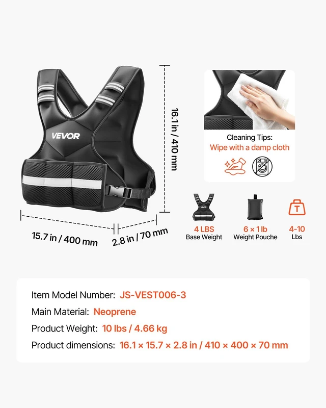Alt view image 7 of 8 - VEVOR Adjustable Weighted Vest, 4-10 lbs Comfortable X-Shape Body Weight Vest Set with 6 Weight Packs and Reflective Stripe, for Men Women, Workout Equipment for Strength Training Running Jogging