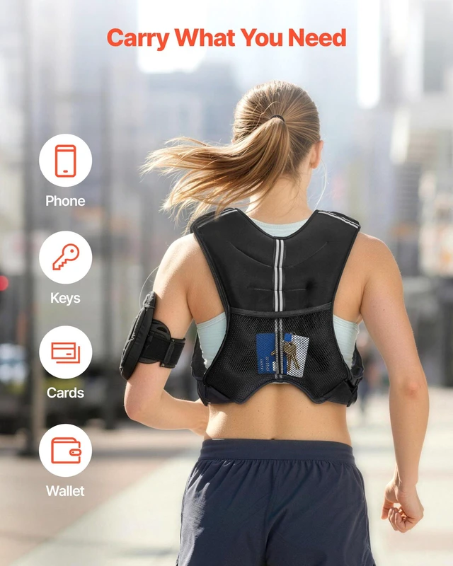 Alt view image 6 of 8 - VEVOR Weighted Vest, 25 lbs Body Weight Vest for Men Women, with Reflective Stripe, Adjustable Buckle, Workout Equipment for Strength Training, Running, Jogging, Fitness, Muscle Building, Weight Loss