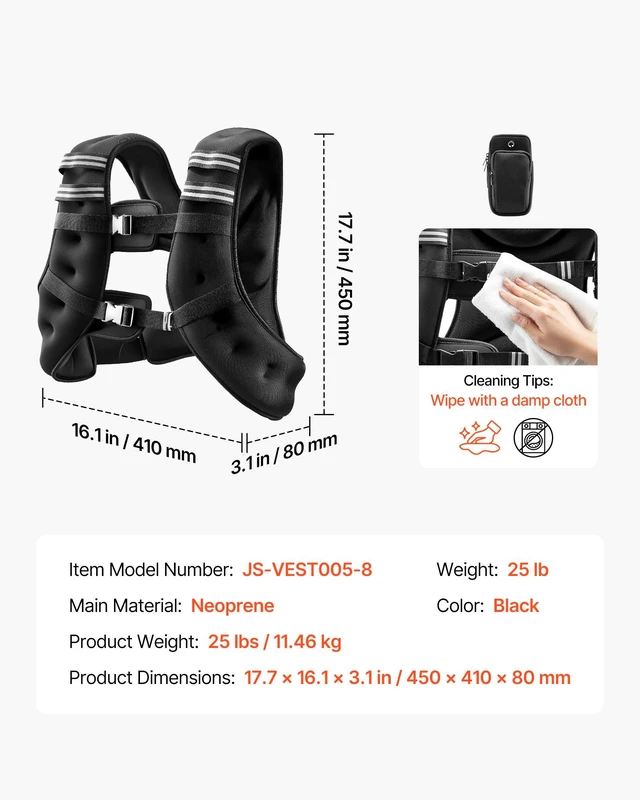 Alt view image 7 of 8 - VEVOR Weighted Vest, 25 lbs Body Weight Vest for Men Women, with Reflective Stripe, Adjustable Buckle, Workout Equipment for Strength Training, Running, Jogging, Fitness, Muscle Building, Weight Loss