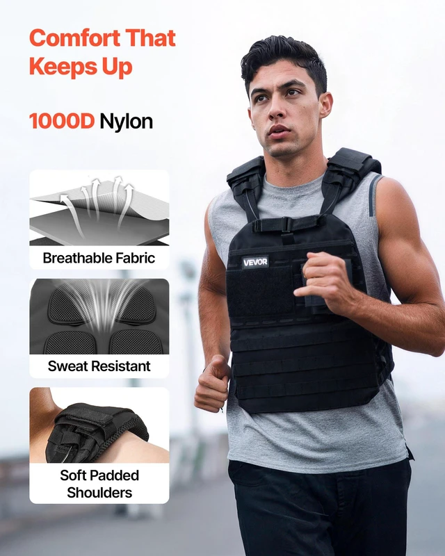 Alt view image 3 of 8 - VEVOR Weighted Vest, Body Weight Vest with Shoulder Pad, and Reflective Stripe, Exercise Set for Men Women, Workout Equipment for Strength Training, Running, Jogging, Fitness, Muscle Building