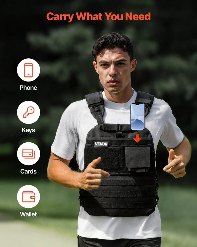 Alt view image 6 of 8 - VEVOR Weighted Vest, Body Weight Vest with Shoulder Pad, and Reflective Stripe, Exercise Set for Men Women, Workout Equipment for Strength Training, Running, Jogging, Fitness, Muscle Building