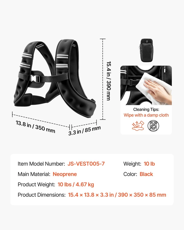 Alt view image 7 of 8 - VEVOR Weighted Vest, 10 lbs Body Weight Vest for Men Women, with Reflective Stripe, Adjustable Buckle, Workout Equipment for Strength Training, Running, Jogging, Fitness, Muscle Building, Weight Loss