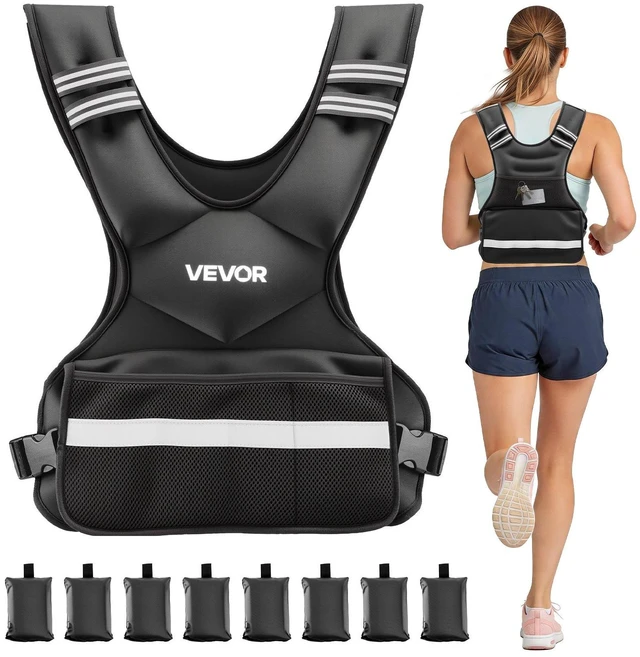 Main image of VEVOR Adjustable Weighted Vest, 24-40 lbs Comfortable X-Shape Body Weight Vest Set with 8 Weight Packs and Reflective Stripe, for Men Women, Workout Equipment for Strength Training Running Jogging