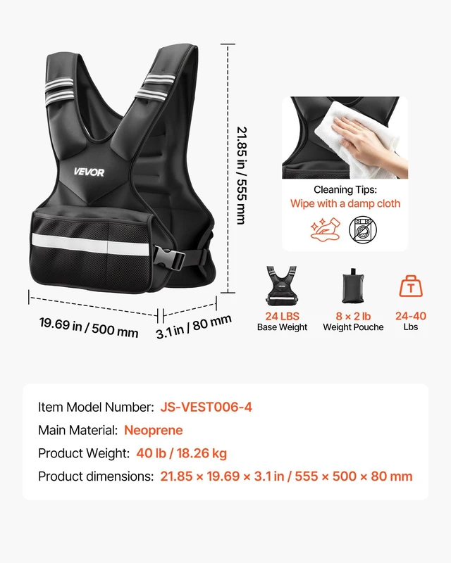 Alt view image 7 of 8 - VEVOR Adjustable Weighted Vest, 24-40 lbs Comfortable X-Shape Body Weight Vest Set with 8 Weight Packs and Reflective Stripe, for Men Women, Workout Equipment for Strength Training Running Jogging