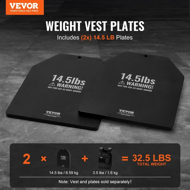 Alt view image 2 of 8 - VEVOR Weight Vest Plates, 14.5 LB Pairs, Premium Steel Weighted plates, Contoured Ergonomic Fit WODs, Additional Weight for Weight Vests, for Strength Training, Running, Fitness, Heavy Workouts
