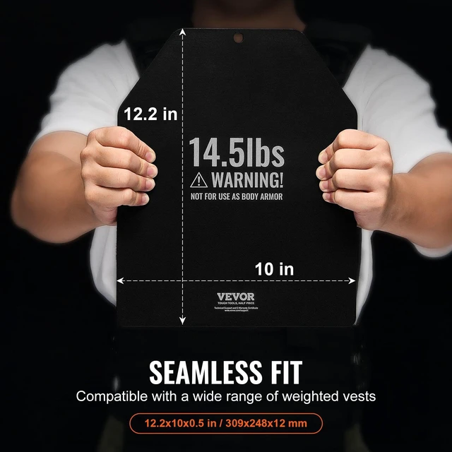 Alt view image 3 of 8 - VEVOR Weight Vest Plates, 14.5 LB Pairs, Premium Steel Weighted plates, Contoured Ergonomic Fit WODs, Additional Weight for Weight Vests, for Strength Training, Running, Fitness, Heavy Workouts