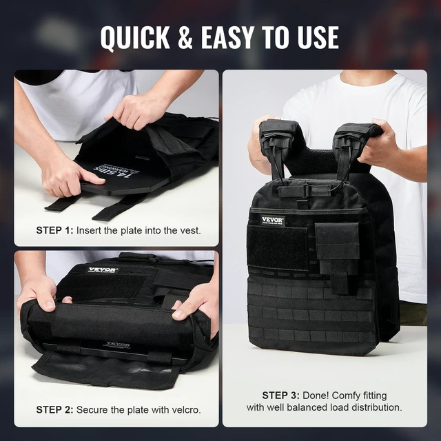 Alt view image 6 of 8 - VEVOR Weight Vest Plates, 14.5 LB Pairs, Premium Steel Weighted plates, Contoured Ergonomic Fit WODs, Additional Weight for Weight Vests, for Strength Training, Running, Fitness, Heavy Workouts