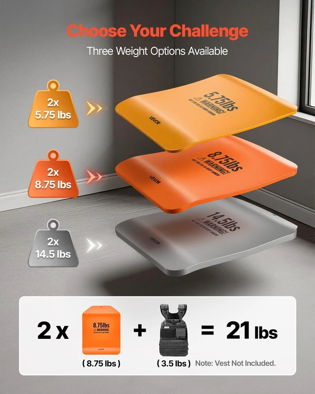 Alt view image 5 of 8 - VEVOR Curved Weight Vest Plates, 8.75 LB Pairs, Premium Steel Tactical Weighted Plates for Vest, Ergonomic Design, for Strength Endurance Training, Running, Jogging, Fitness, Heavy Workouts