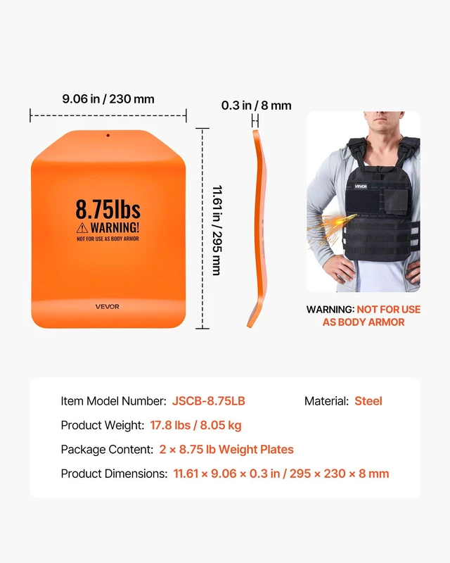 Alt view image 7 of 8 - VEVOR Curved Weight Vest Plates, 8.75 LB Pairs, Premium Steel Tactical Weighted Plates for Vest, Ergonomic Design, for Strength Endurance Training, Running, Jogging, Fitness, Heavy Workouts