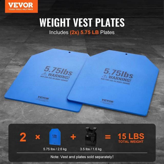 Alt view image 2 of 8 - VEVOR Weight Vest Plates, 5.75 LB Pairs, Premium Steel Weighted plates, Contoured Ergonomic Fit WODs, Additional Weight for Weight Vests, for Strength Training, Running, Fitness, Heavy Workouts
