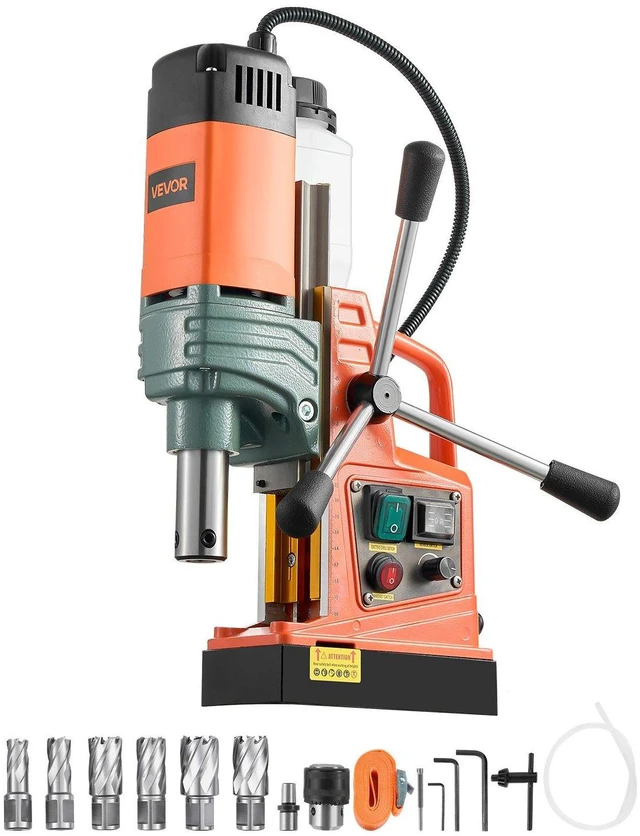 Main image of VEVOR Magnetic Drill, 1450W Motor 2 in Coring Diameter, 2922 lbf Magnetic Force, Portable Electric Mag Drill Press with 6 Coring Bits, Variable Speed, Drilling Machine for Metal Surface, Industrial