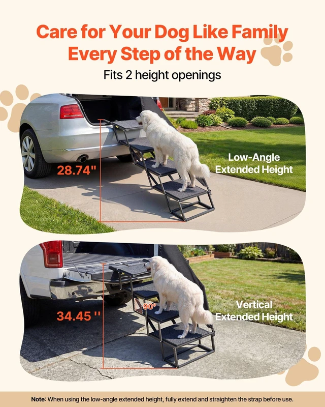 Alt view image 2 of 8 - VEVOR Dog Stairs for Car, 4 Steps Extra Wide Foldable Dog Ramp for Large Dogs with Non-Slip Rug Surface, Portable Lightweight Pet Ladder for Car, SUV, Truck, High Beds, Sofas, Support up to 400 lbs