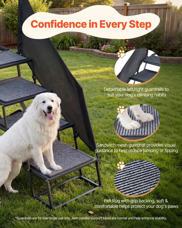 Alt view image 4 of 8 - VEVOR Dog Stairs for Car, 4 Steps Extra Wide Foldable Dog Ramp for Large Dogs with Non-Slip Rug Surface, Portable Lightweight Pet Ladder for Car, SUV, Truck, High Beds, Sofas, Support up to 400 lbs