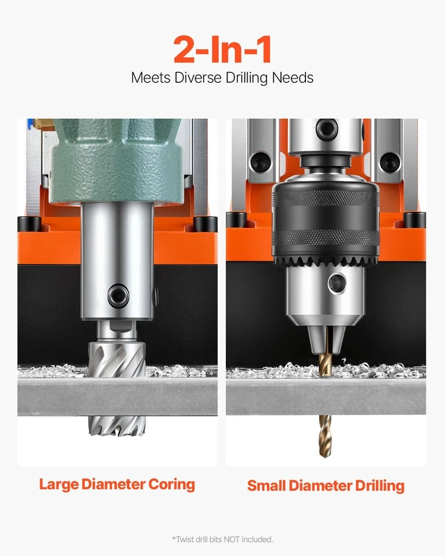 Alt view image 3 of 8 - VEVOR Magnetic Drill, 1550W Motor 2 in Coring Diameter, 2922 lbf Magnetic Force, 0-550 RPM Variable Speed, Portable Electric Mag Drill Press Drilling Machine for Metal Surface, Home Improvement