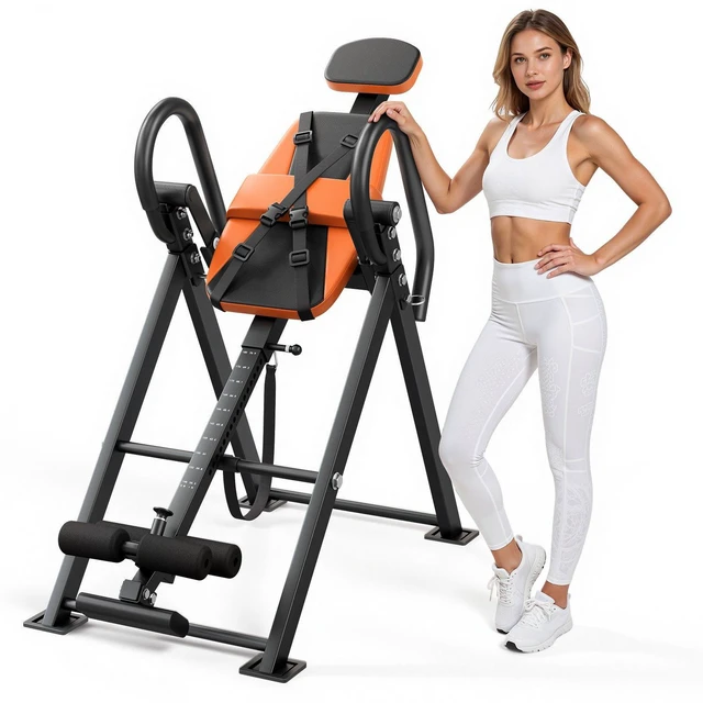 Main image of VEVOR Inversion Table, 300 lbs Capacity Heavy Duty Back Inverter Stretcher, Inverted Table with Dual-Roller Locking, Decompression Tables for Shoulders, Neck, Back, Multi-Angle Adjustable Tether Strap