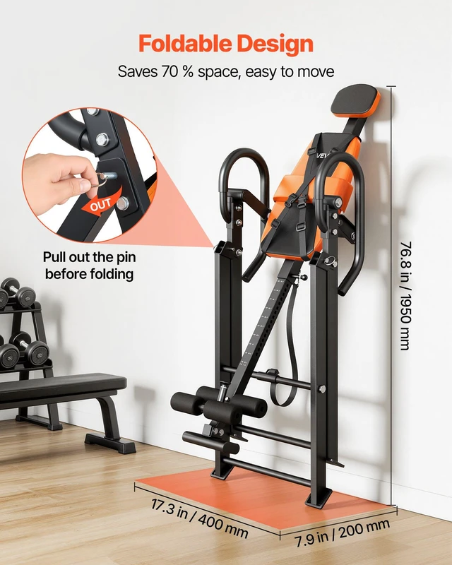 Alt view image 3 of 8 - VEVOR Inversion Table, 300 lbs Capacity Heavy Duty Back Inverter Stretcher, Inverted Table with Dual-Roller Locking, Decompression Tables for Shoulders, Neck, Back, Multi-Angle Adjustable Tether Strap