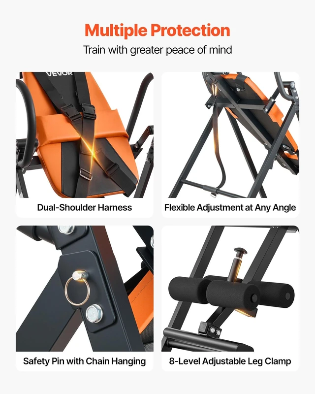 Alt view image 5 of 8 - VEVOR Inversion Table, 300 lbs Capacity Heavy Duty Back Inverter Stretcher, Inverted Table with Dual-Roller Locking, Decompression Tables for Shoulders, Neck, Back, Multi-Angle Adjustable Tether Strap