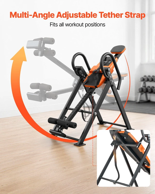 Alt view image 6 of 8 - VEVOR Inversion Table, 300 lbs Capacity Heavy Duty Back Inverter Stretcher, Inverted Table with Dual-Roller Locking, Decompression Tables for Shoulders, Neck, Back, Multi-Angle Adjustable Tether Strap