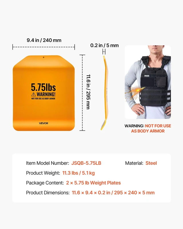 Alt view image 7 of 8 - VEVOR Curved Weight Vest Plates, 5.75 LB Pairs, Premium Steel Tactical Weighted Plates for Vest, Ergonomic Design, for Strength Endurance Training, Running, Jogging, Fitness, Heavy Workouts