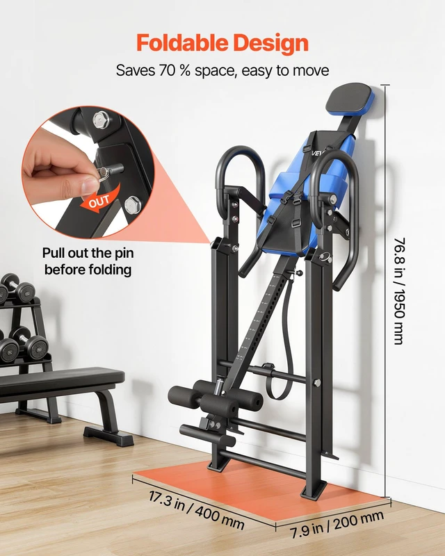 Alt view image 3 of 8 - VEVOR Inversion Table, 300 lbs Capacity Heavy Duty Back Inverter Stretcher, Inverted Table with Dual-Roller Locking, Decompression Tables for Shoulders, Neck, Back, Multi-Angle Adjustable Tether Strap
