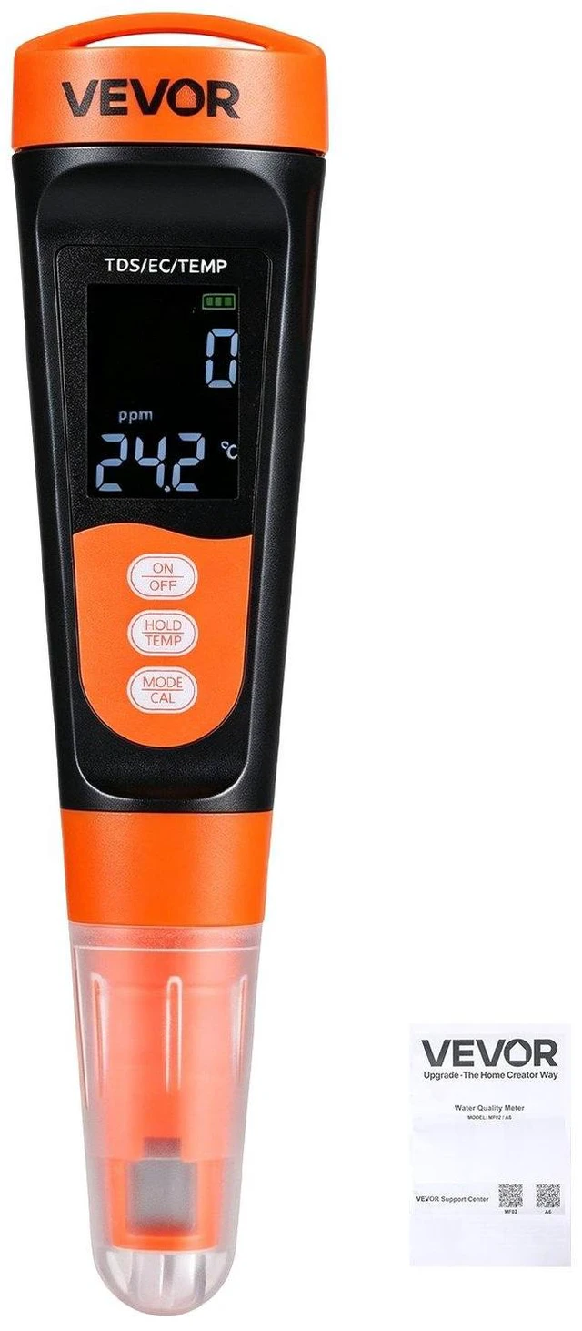 Main image of VEVOR TDS Meter, 0-9990 ppm Measuring Range, EC (Conductivity) /TDS (ppm) Multi-Parameter Measurement, Digital Water Tester with ATC, Clear VA Display Screen, for Drinking Water Quality Testing
