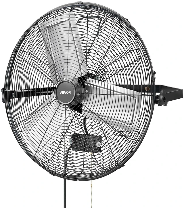 Main image of VEVOR Wall Mount Fan, 24 in Wall Mounted Hanging Fan, 3-Speed, Long Airflow Distance, Adjustable Rotation Angle, Mechanical Control, Powerful for Industry, Commercial, Garage, Workshop, Gym, Black
