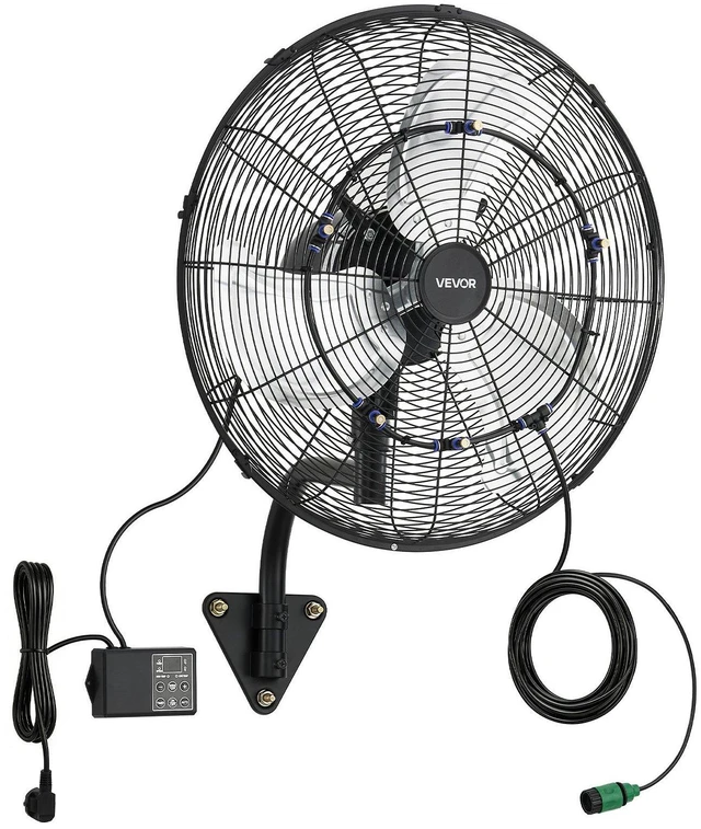 Main image of VEVOR Wall Mount Fan, 20 in Wall Mounted Hanging Fan with Oscillating & Mist, Remote, IP44-rated, 3-Speed, 18h Timer, Temperature Control, Powerful for Industry, Commercial, Garage, Workshop, Gym