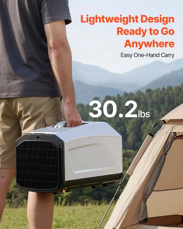 Alt view image 3 of 8 - VEVOR Portable Camping Air Conditioner 3050 BTU, Tent AC Unit with Hose, Remote & Touch Control, 6190°F Adjustable, 150 m³/h High Airflow, Low Noise, Ideal for Tent. RV, Outdoor Cooling, Dark Grey