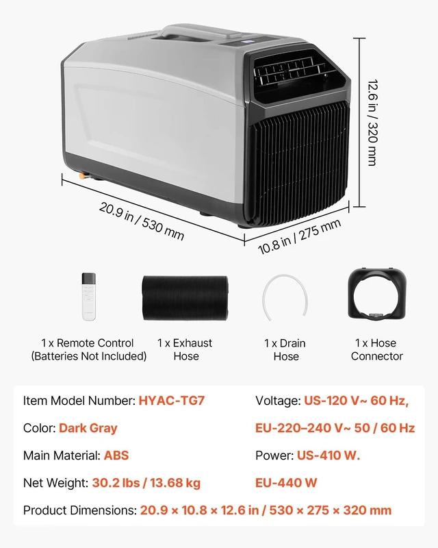 Alt view image 7 of 8 - VEVOR Portable Camping Air Conditioner 3050 BTU, Tent AC Unit with Hose, Remote & Touch Control, 6190°F Adjustable, 150 m³/h High Airflow, Low Noise, Ideal for Tent. RV, Outdoor Cooling, Dark Grey