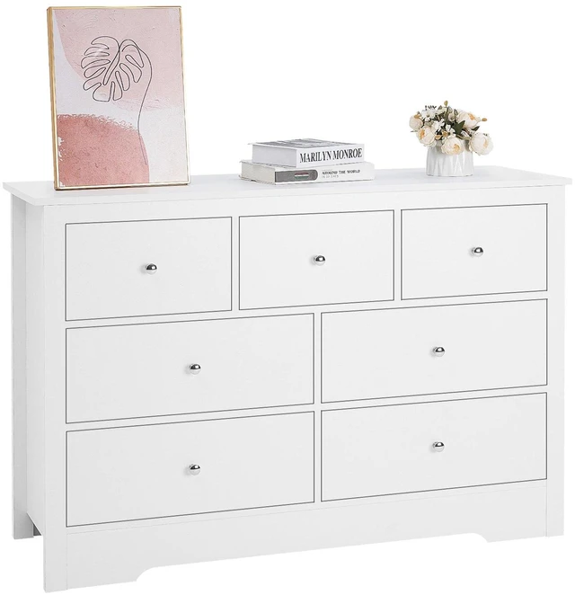 Main image of VEVOR 7 Drawer Dresser, Wooden Chest of Drawers with Sliding with Anti-tip Device, Modern Minimalist Dresser Chest, Closet Storage Organizer for Living Room, Hallway, Bedroom, Entryway, Light Wood