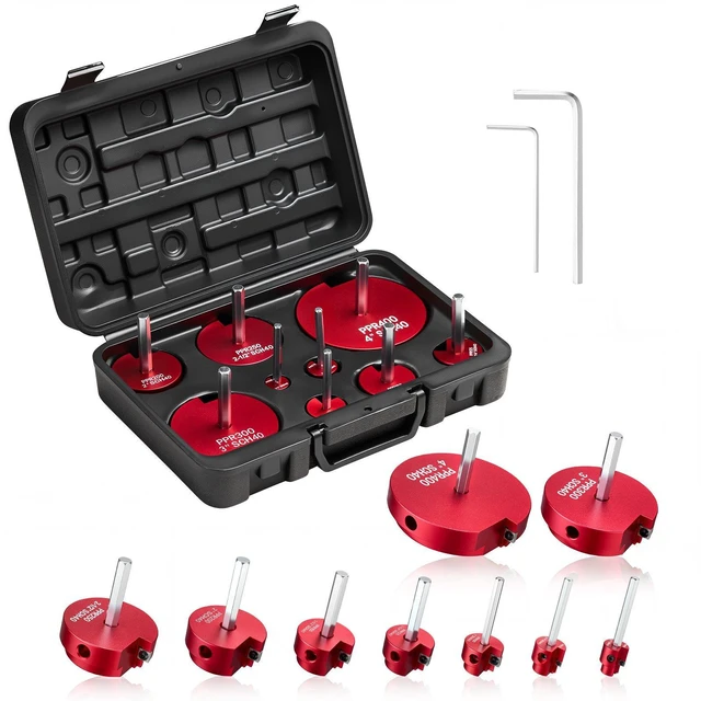 Main image of VEVOR PVC Pipe Reamer Kit, 9-Piece, PVC Fitting Socket Saver, Includes 1/2", 3/4", 1", 1-1/4", 1-1/2", 2", 2-1/2", 3", 4", Fits Standard 1/2" Drills, Plumbing Tool Kit for SCH40 ABS CPVC Drain Pipes