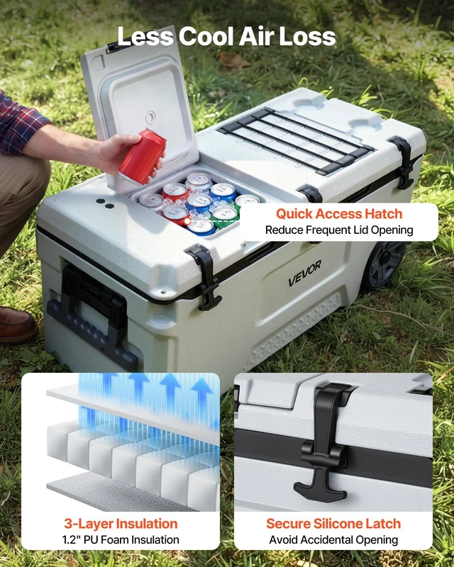 Alt view image 4 of 8 - VEVOR Hard Cooler, 106QT Portable Rolling Cooler with Wheels, Leak-Resistant Coolbox Keeps Contents Cool for 48 Hours, Ice Retention Insulated Chests, Ultra-Light for Outdoor Picnics, Grill, Camping
