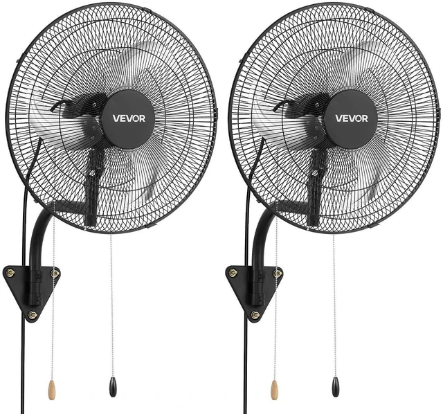 Main image of VEVOR Wall Mount Fan, 18 in Wall Mounted Hanging Fan Oscillating, 3-Speed, Long Airflow Distance, Adjustable Rotation Angle, Mechanical Powerful for Industry, Commercial, Garage, Workshop, Gym, 2 Pack