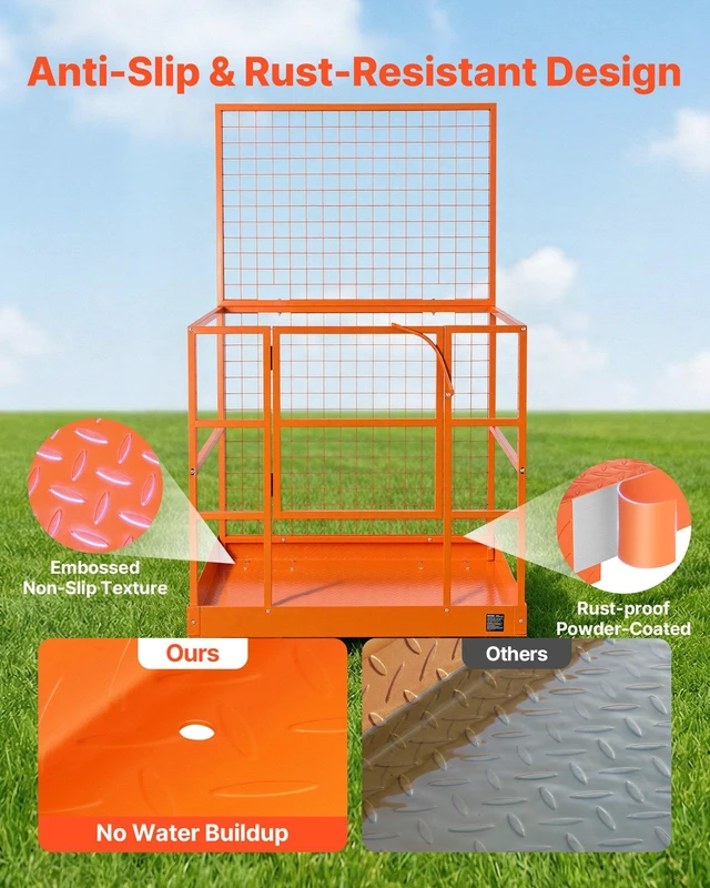 Alt view image 5 of 8 - VEVOR Forklift Safety Cage, 48.2 x 45.2 Inch, Heavy Duty Forklift Man Basket, 1400 lbs Capacity Collapsible Work Platform Lift Basket with Safety Harness & Lock, for Most Aerial Jobs Lifting Loader