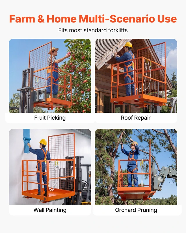 Alt view image 7 of 8 - VEVOR Forklift Safety Cage, 48.2 x 45.2 Inch, Heavy Duty Forklift Man Basket, 1400 lbs Capacity Collapsible Work Platform Lift Basket with Safety Harness & Lock, for Most Aerial Jobs Lifting Loader