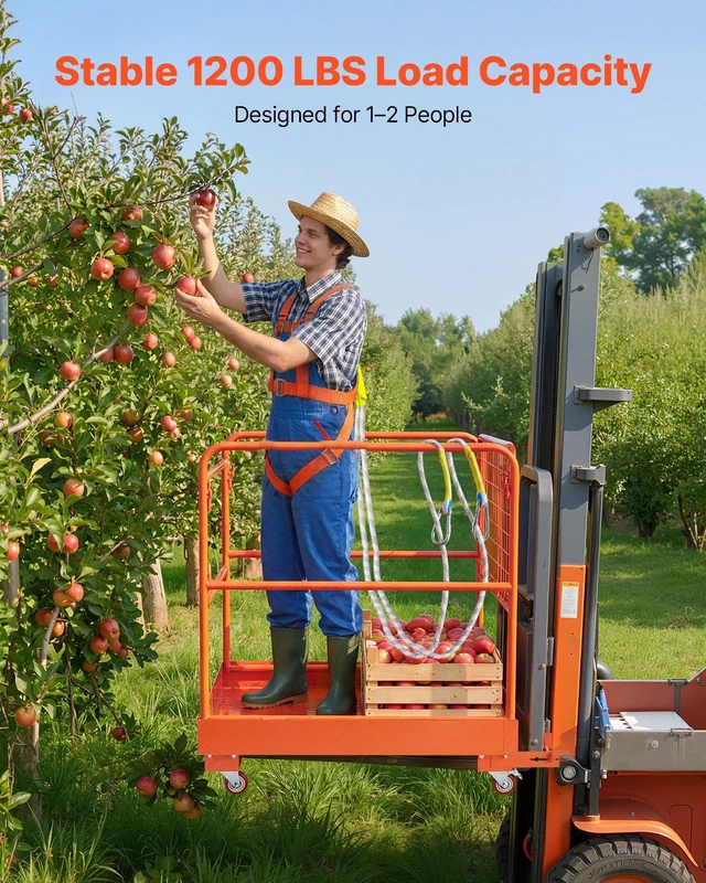 Alt view image 3 of 8 - VEVOR Forklift Safety Cage, 36.6 x 36.6 Inch, Forklift Man Basket with 4 Wheels, 1200 lbs Capacity, Heavy Duty Work Platform, Collapsible Lift Basket Safety Set, for Most Aerial Jobs Lifting Loader