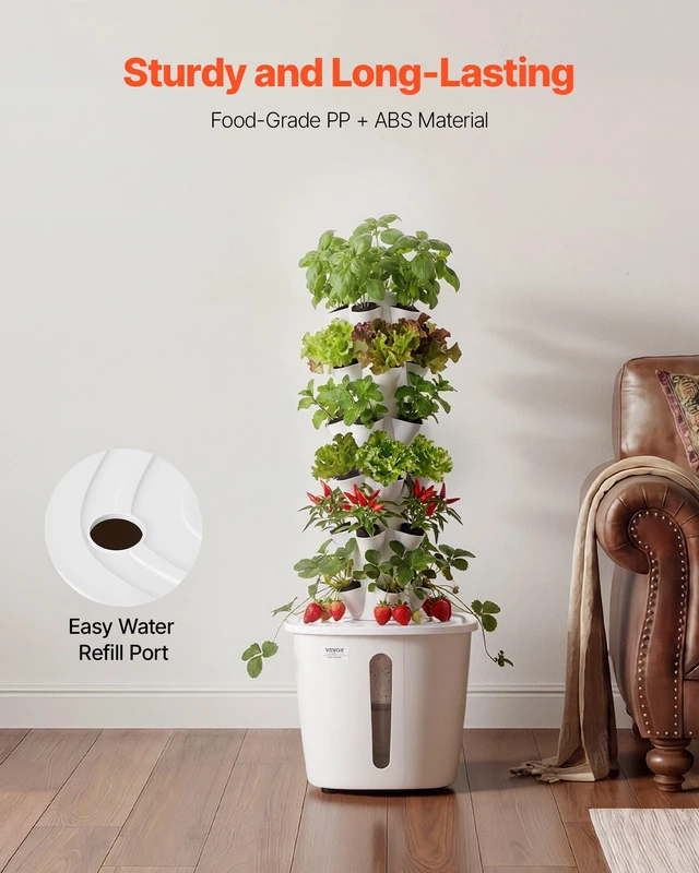 Alt view image 5 of 8 - VEVOR Hydroponic Tower, 30 Pods 6 Tiers Hydroponics Growing System Kit with App Control, Vertical Home Garden with 20L Water Tank & Pump, Planter Germination Kit for Indoor Herbs, Fruits, Vegetables