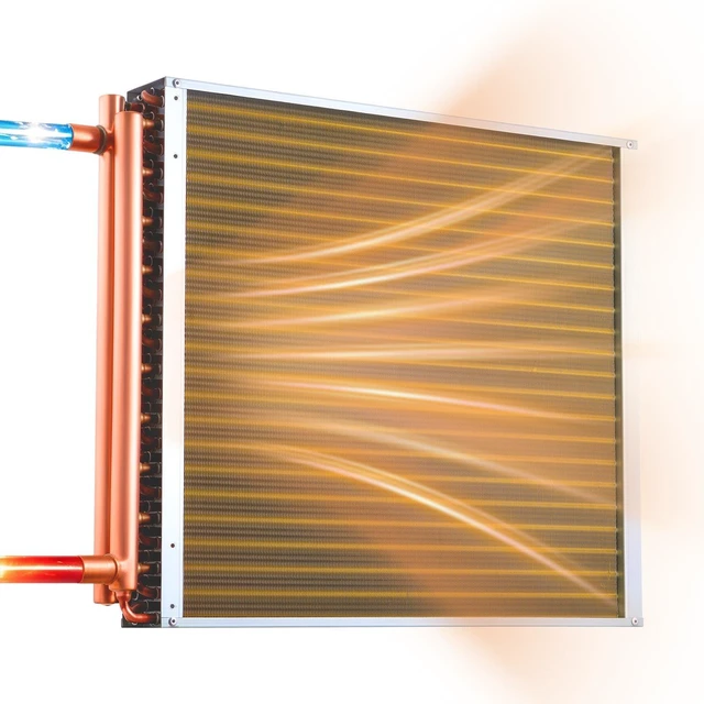 Main image of VEVOR Water to Air Heat Exchanger, 22 x 22 in Finned Tube HVAC Heat Exchanger Coil with Copper Tubes & Aluminum Fins, 190K BTU Output for Outdoor Wood Furnace, Hydronic Heating & Cooling Systems