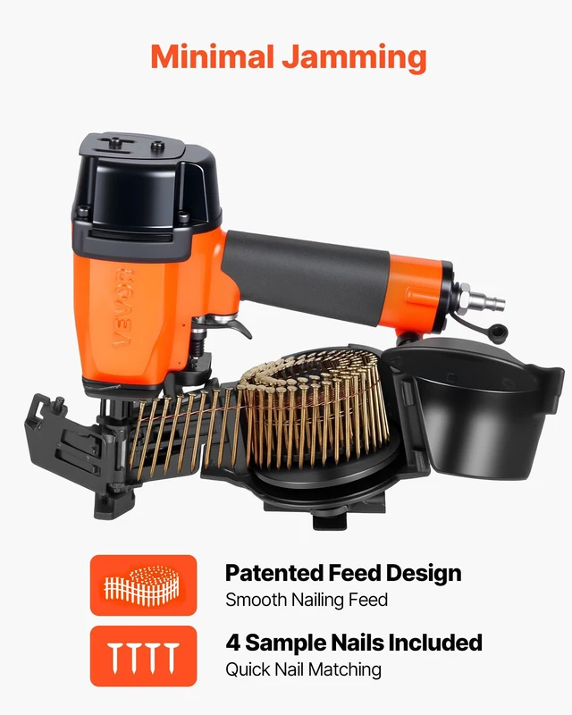 Alt view image 3 of 8 - VEVOR Professional Roofing Nailer CN45N, 3/4" to 1-3/4" 15 Degree Air Roofing Nail Gun, 45 Nails/S Ultra-Fast Nailing, 70-110 PSI Pneumatic Coil Nailer for Asphalt Shingles, Roof Sheathing