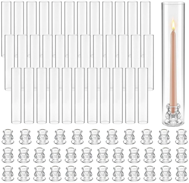 Main image of VEVOR Hurricane Candle Holders Set of 36, 2.56 x 13.78 in Tall Clear Glass Cylinder Candleholder Sleeve, High Borosilicate Glass, Wind Protection for Wedding, Table Centerpiece, Party, Home Decor