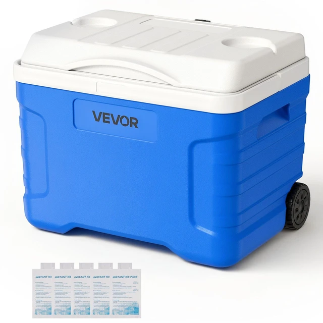 Main image of VEVOR Hard Cooler, 21QT Portable Rolling Cooler with Wheels, Leak-Resistant Coolbox Keeps Contents Cool for 48 Hours, Ice Retention Insulated Chests, Ultra-Light for Outdoor Picnics, Grill, Camping