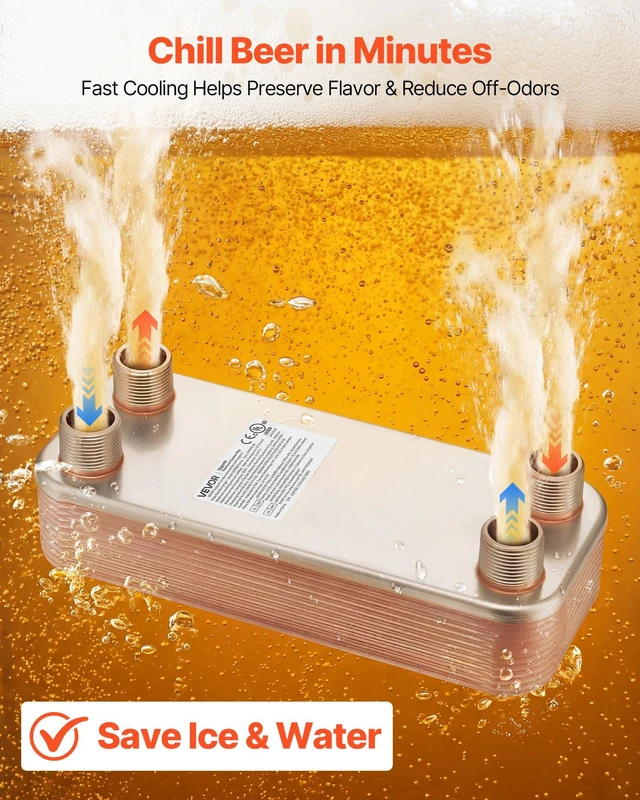 Alt view image 3 of 8 - VEVOR Plate Heat Exchanger, 5 x 12 in Brazed Plate Water to Water Heat Exchanger with 20 Plates, Mounting Bracket, Sturdy Stainless Steel Construction, 170-330K BTU for Boiler, Radiant Floor Heating