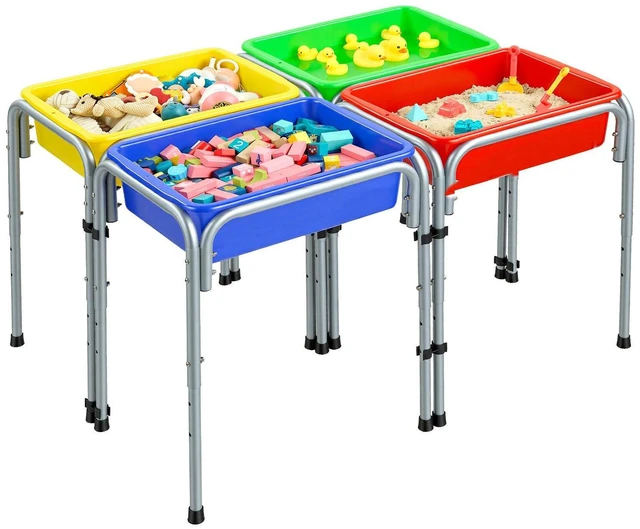 Main image of VEVOR Sensory Table for Toddlers, Kids 4-Station Sand and Water Adjustable Play Table with Detachable Storage Bins and Non-Slip Feet, Carbon Steel Frame, Rounded Corners, for Boys and Girls Exploring